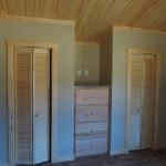 Platinum Pine Ceiling Options and Pine Bifold Closet Doors with a Hickory Dresser